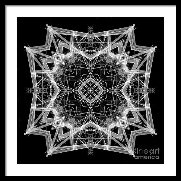 Mandala 3354b In Black And White - Framed Print