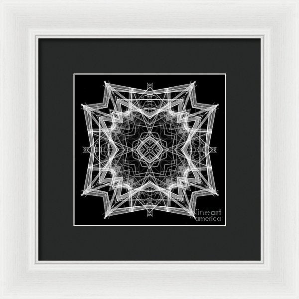 Mandala 3354b In Black And White - Framed Print