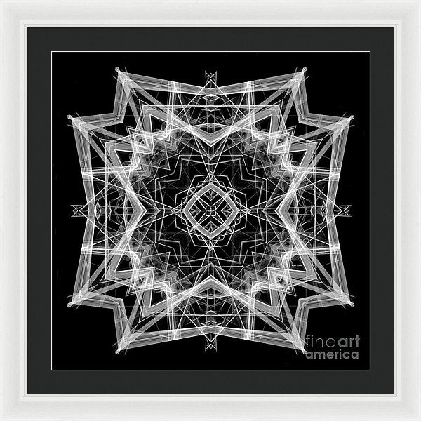 Mandala 3354b In Black And White - Framed Print