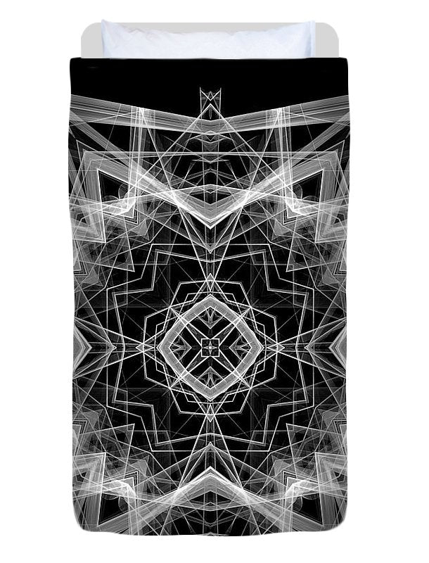 Mandala 3354b In Black And White - Duvet Cover