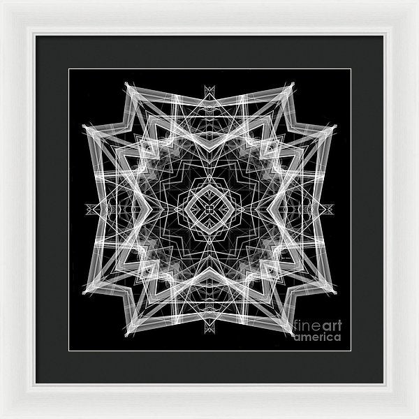 Mandala 3354b In Black And White - Framed Print