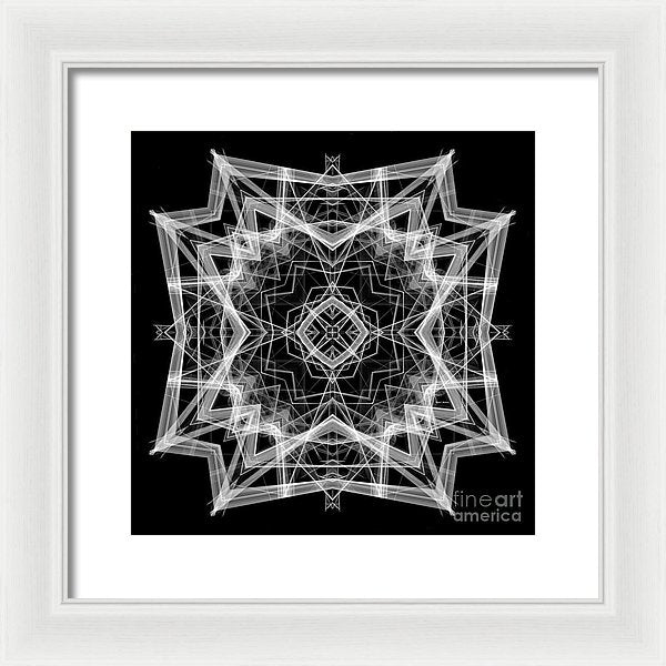 Mandala 3354b In Black And White - Framed Print