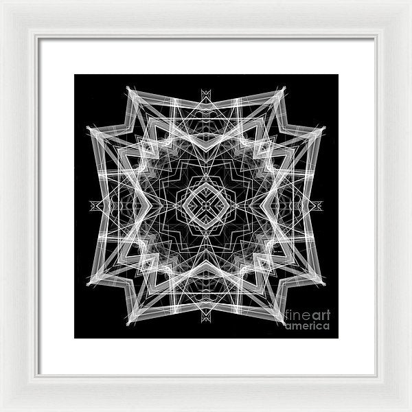 Mandala 3354b In Black And White - Framed Print