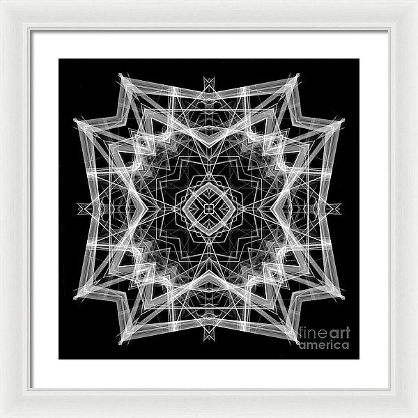 Mandala 3354b In Black And White - Framed Print