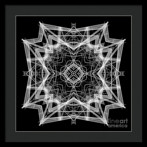 Mandala 3354b In Black And White - Framed Print