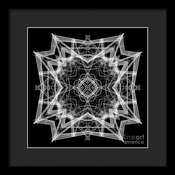 Mandala 3354b In Black And White - Framed Print