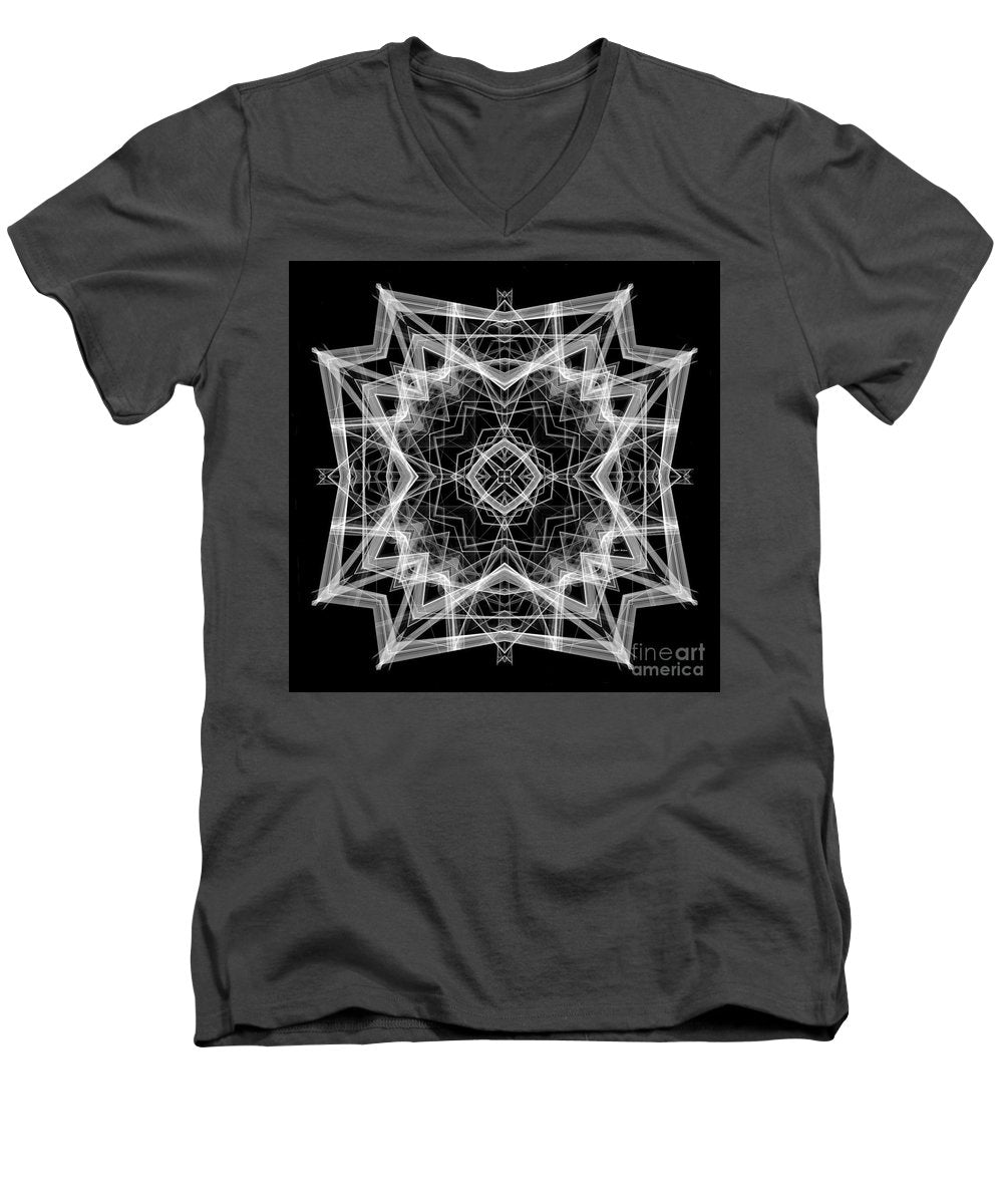 Mandala 3354b In Black And White - Men's V-Neck T-Shirt