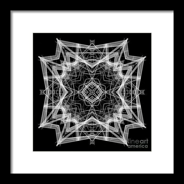 Mandala 3354b In Black And White - Framed Print