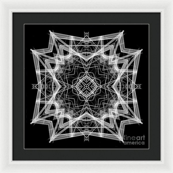 Mandala 3354b In Black And White - Framed Print