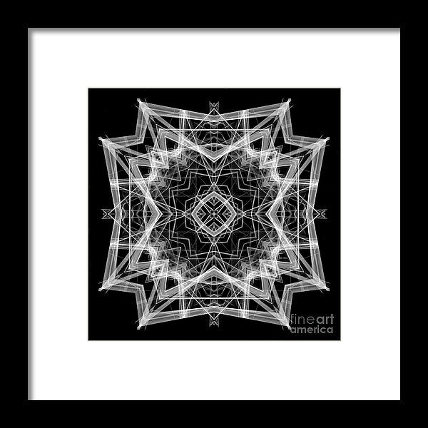 Mandala 3354b In Black And White - Framed Print