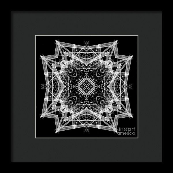 Mandala 3354b In Black And White - Framed Print