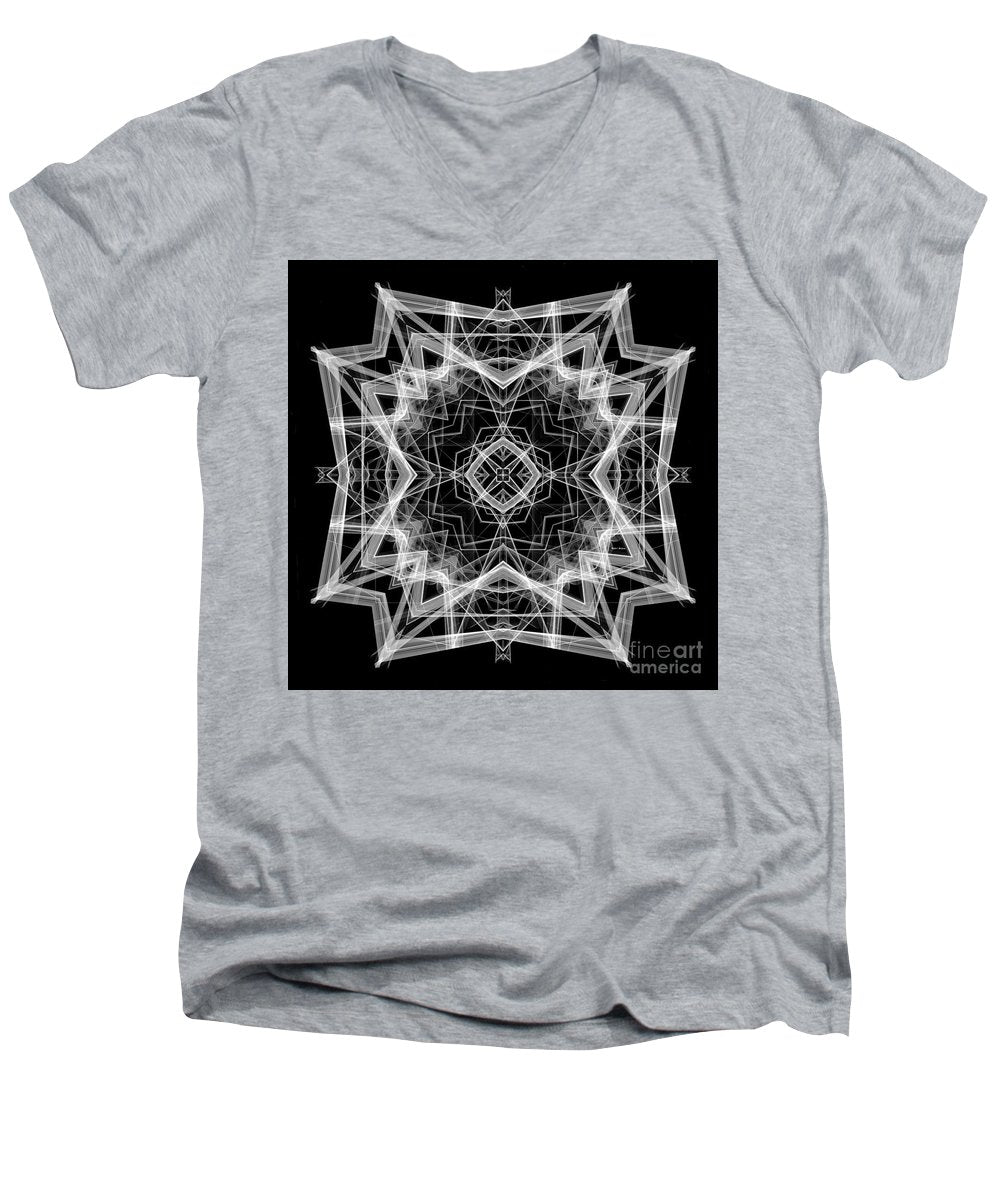 Mandala 3354b In Black And White - Men's V-Neck T-Shirt