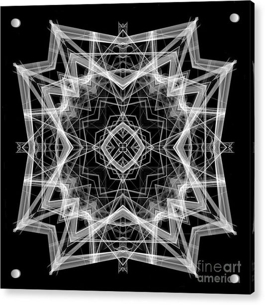 Mandala 3354b In Black And White - Acrylic Print