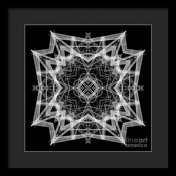 Mandala 3354b In Black And White - Framed Print