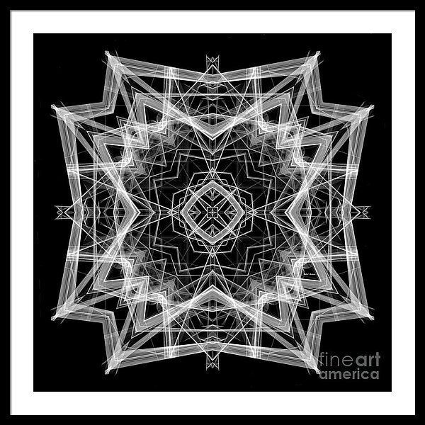 Mandala 3354b In Black And White - Framed Print