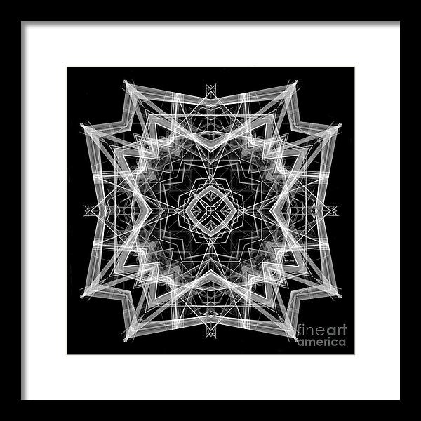 Mandala 3354b In Black And White - Framed Print