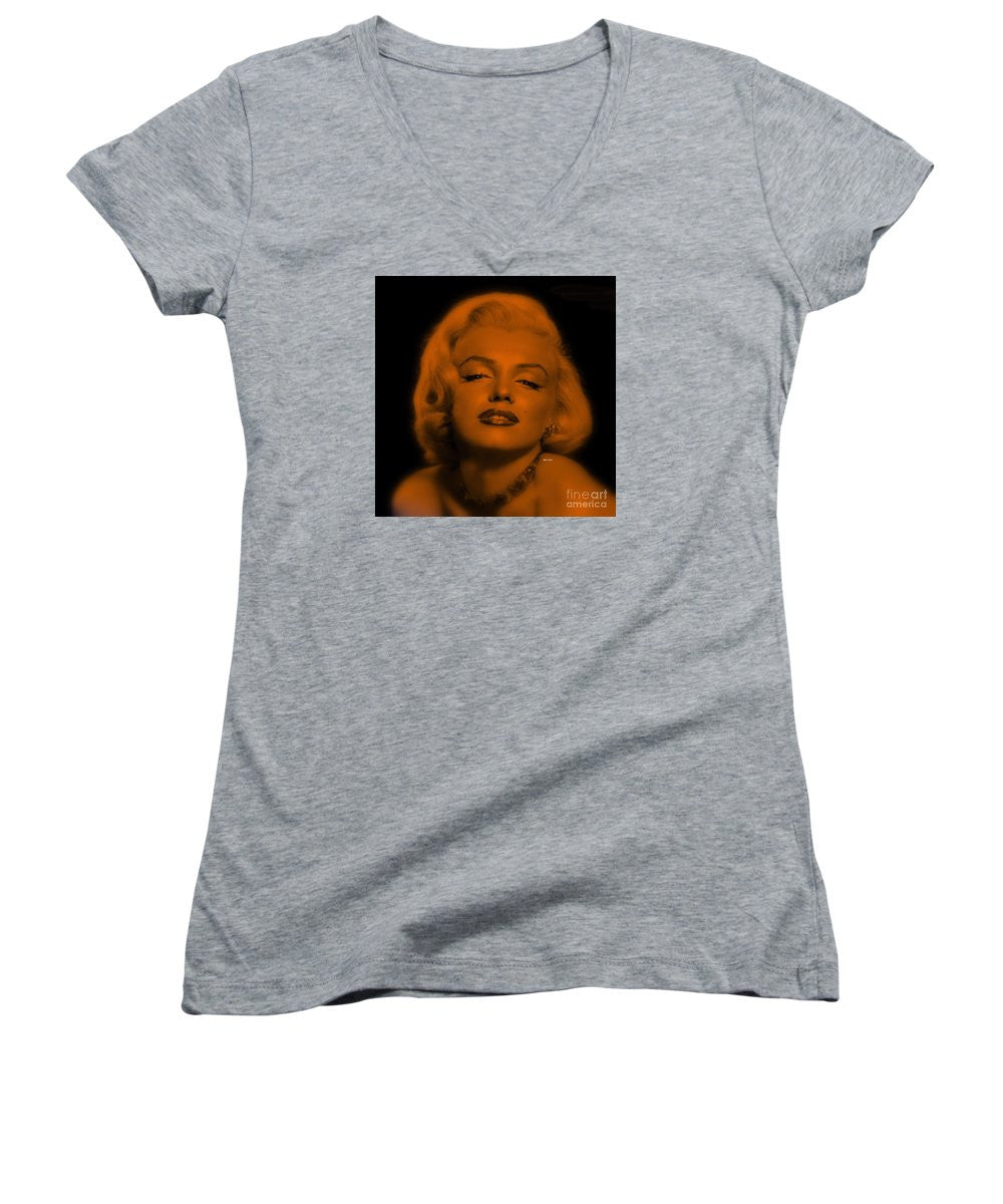 Women's V-Neck T-Shirt (Junior Cut) - Marilyn Monroe In Copper Blonde. Pop Art
