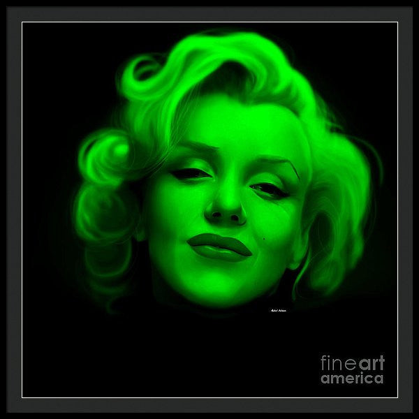 Framed Print - Marilyn Monroe In Green. Pop Art