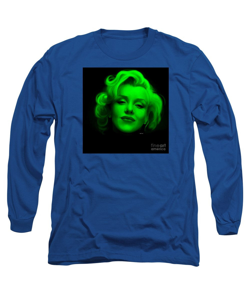 Long Sleeve T-Shirt - Marilyn Monroe In Green. Pop Art