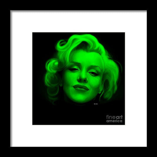 Framed Print - Marilyn Monroe In Green. Pop Art