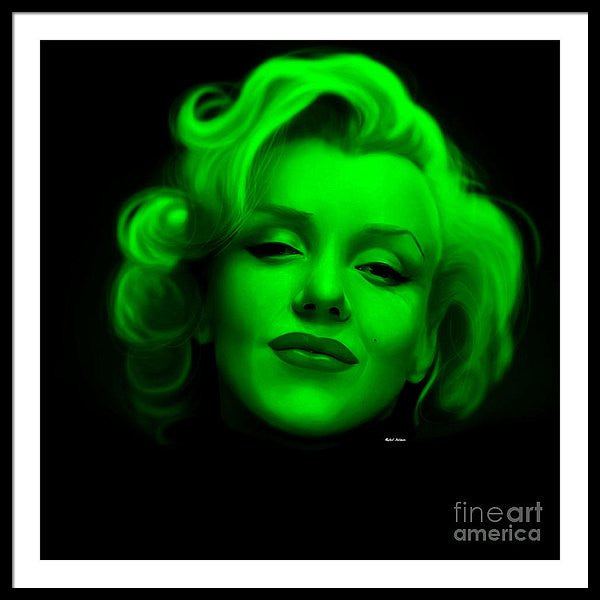 Framed Print - Marilyn Monroe In Green. Pop Art