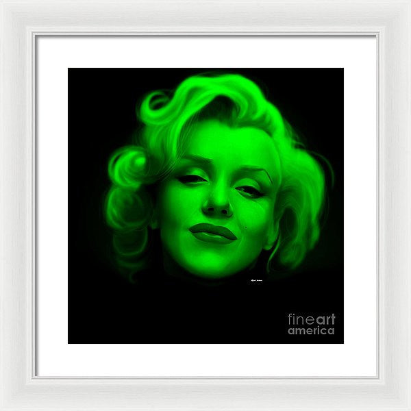 Framed Print - Marilyn Monroe In Green. Pop Art