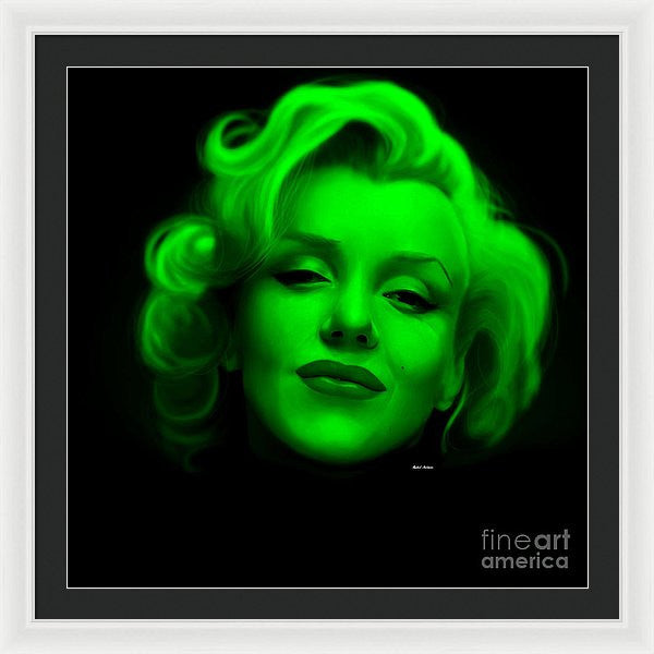 Framed Print - Marilyn Monroe In Green. Pop Art