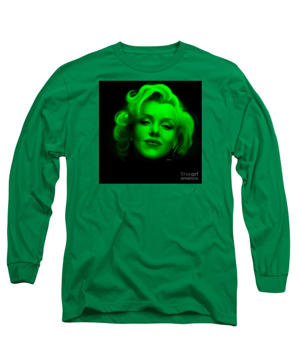 Long Sleeve T-Shirt - Marilyn Monroe In Green. Pop Art