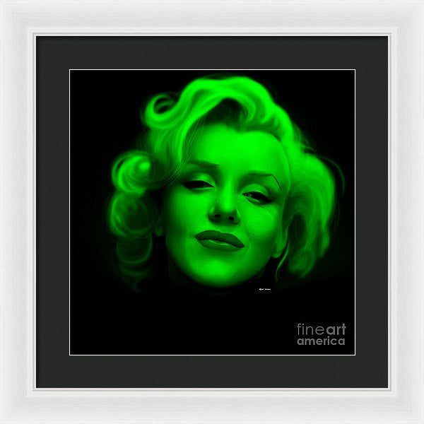 Framed Print - Marilyn Monroe In Green. Pop Art