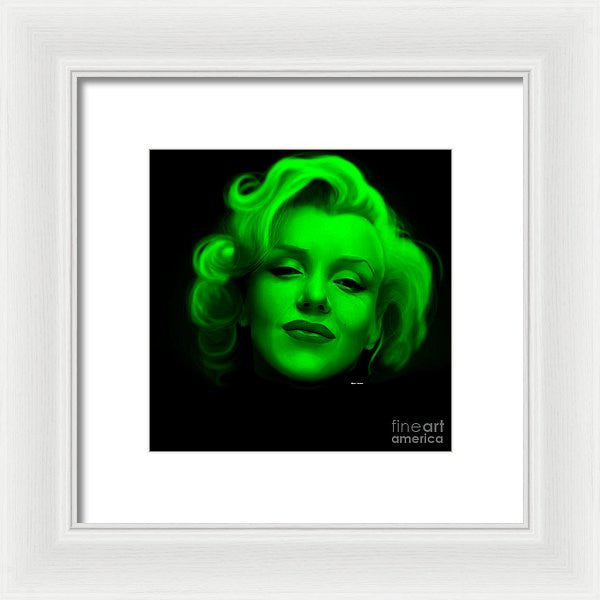 Framed Print - Marilyn Monroe In Green. Pop Art