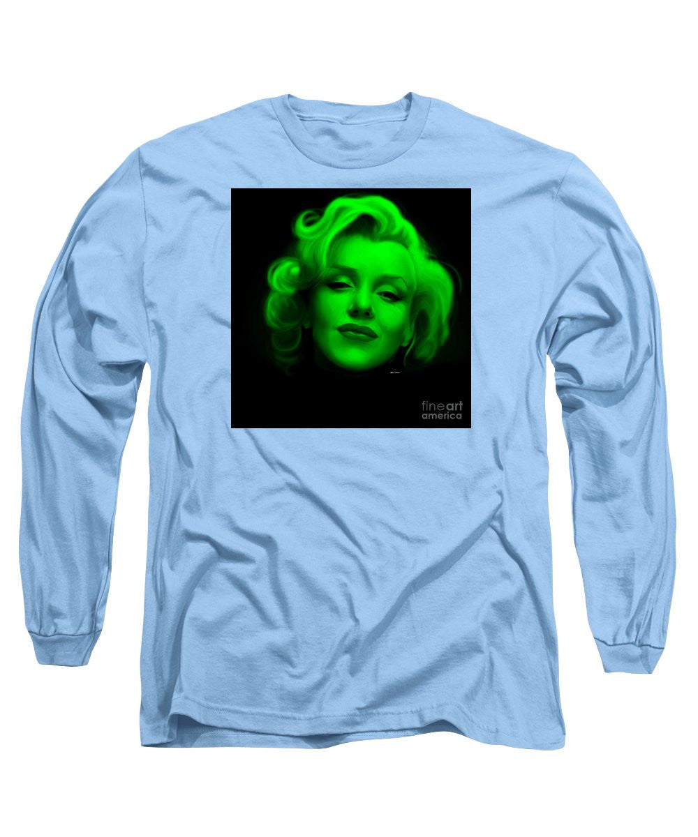 Long Sleeve T-Shirt - Marilyn Monroe In Green. Pop Art