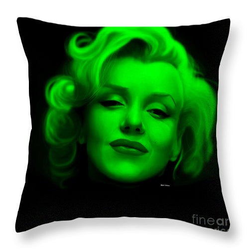 Throw Pillow - Marilyn Monroe In Green. Pop Art