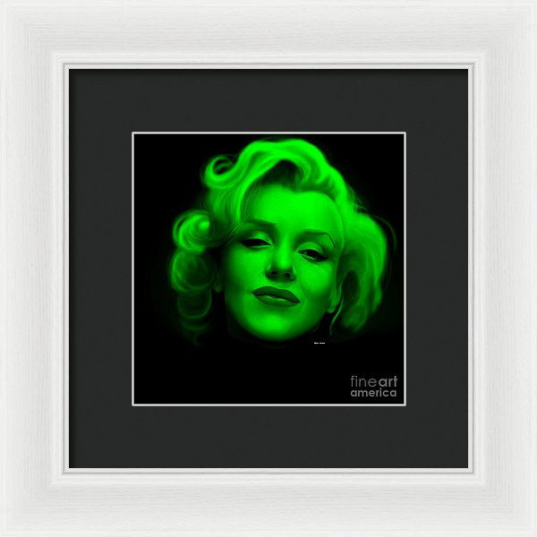 Framed Print - Marilyn Monroe In Green. Pop Art