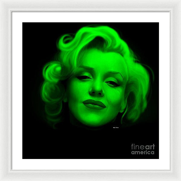 Framed Print - Marilyn Monroe In Green. Pop Art