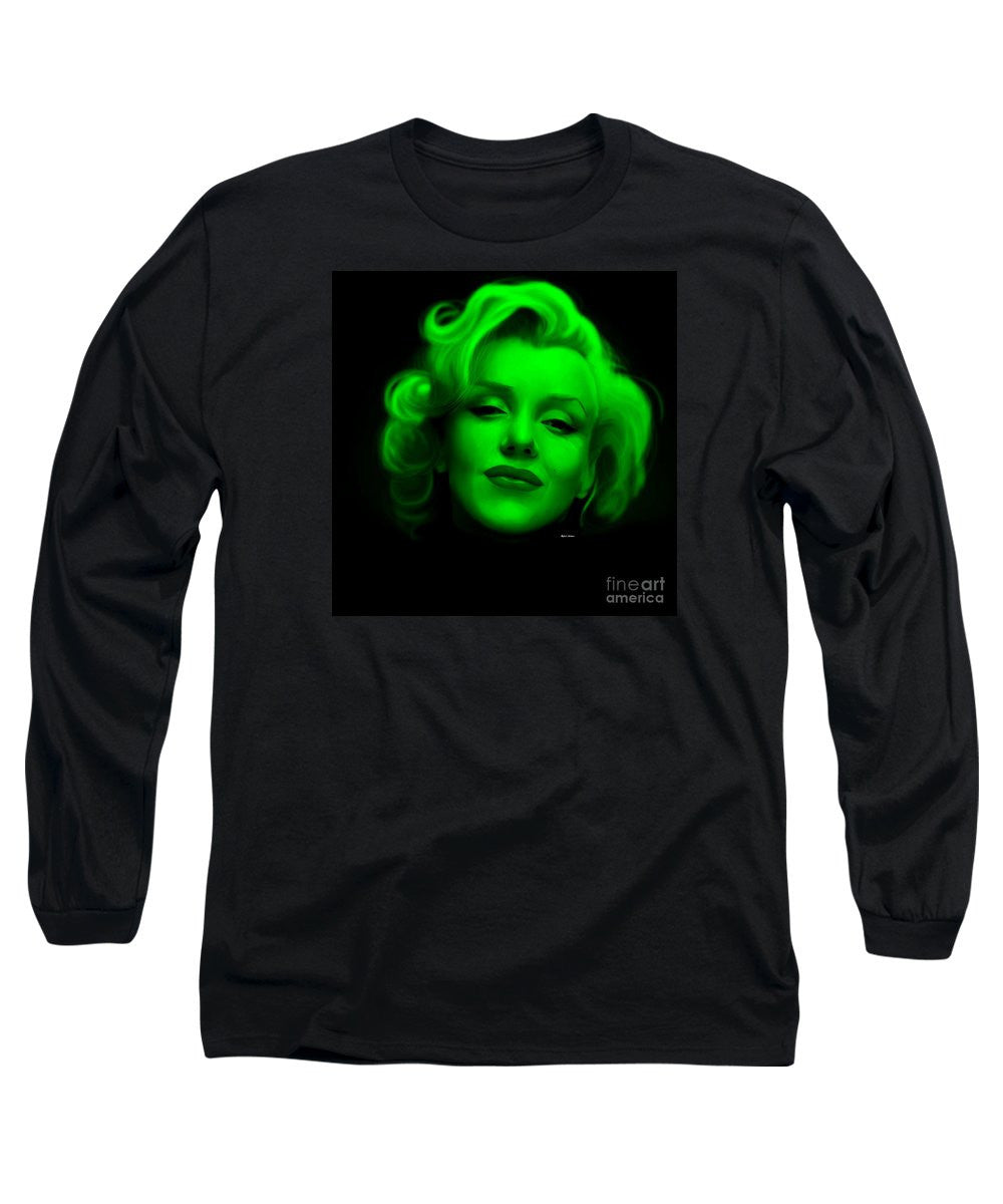 Long Sleeve T-Shirt - Marilyn Monroe In Green. Pop Art