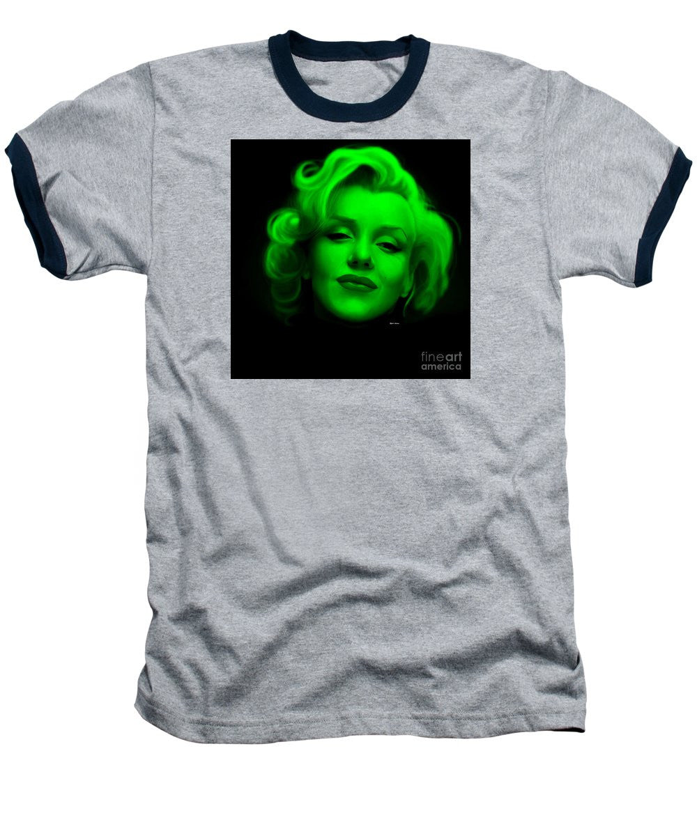 Baseball T-Shirt - Marilyn Monroe In Green. Pop Art