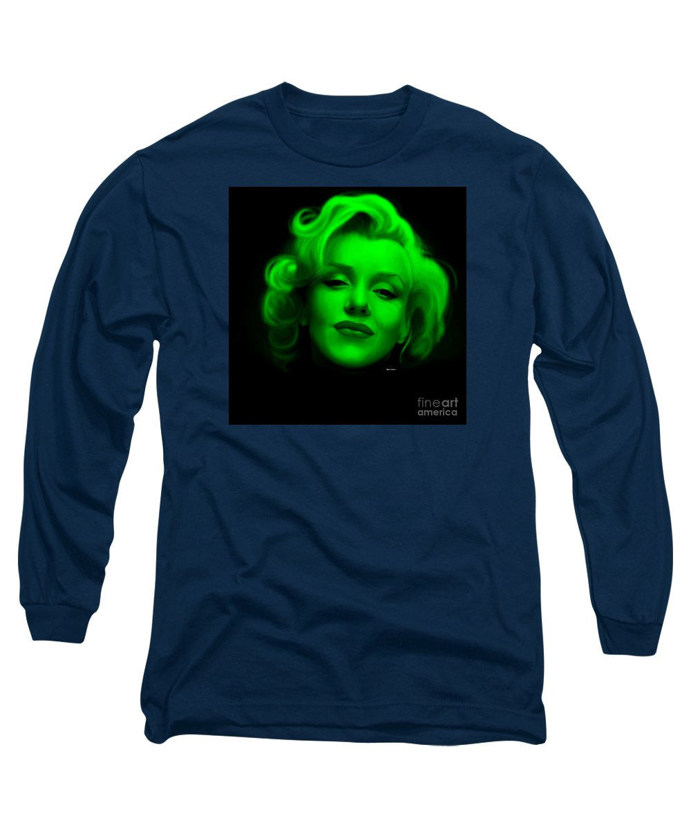 Long Sleeve T-Shirt - Marilyn Monroe In Green. Pop Art