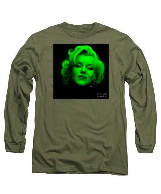 Long Sleeve T-Shirt - Marilyn Monroe In Green. Pop Art