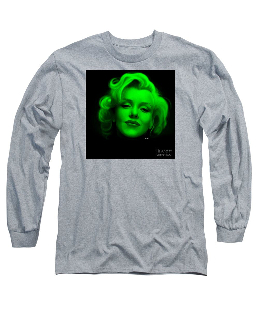 Long Sleeve T-Shirt - Marilyn Monroe In Green. Pop Art