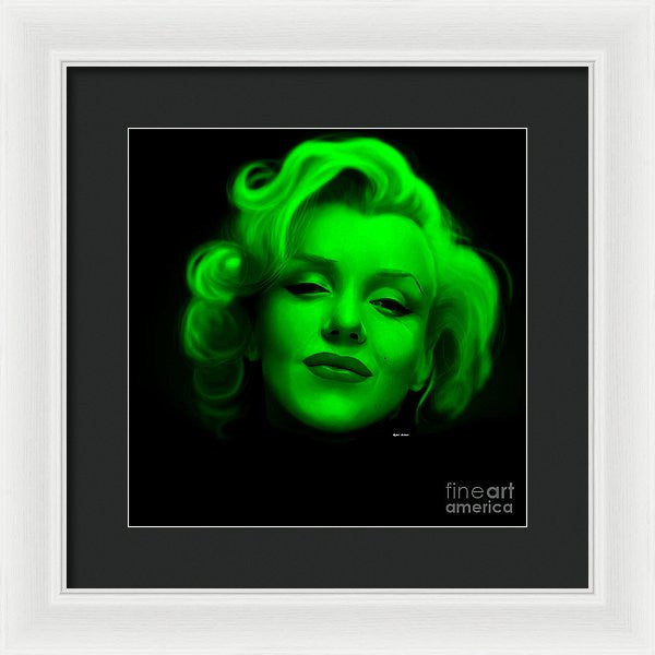 Framed Print - Marilyn Monroe In Green. Pop Art