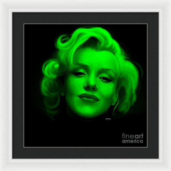 Framed Print - Marilyn Monroe In Green. Pop Art