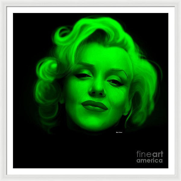 Framed Print - Marilyn Monroe In Green. Pop Art