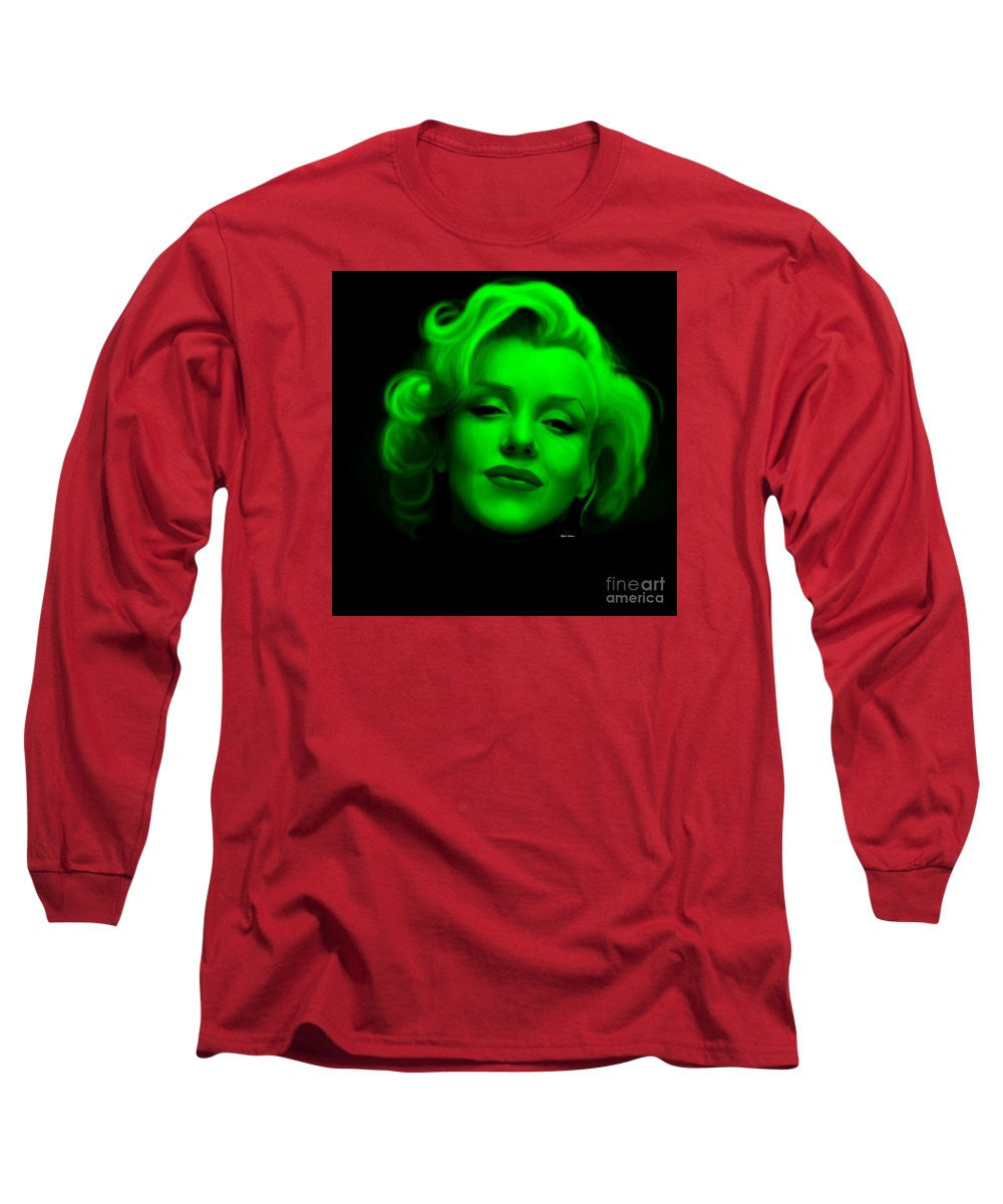 Long Sleeve T-Shirt - Marilyn Monroe In Green. Pop Art