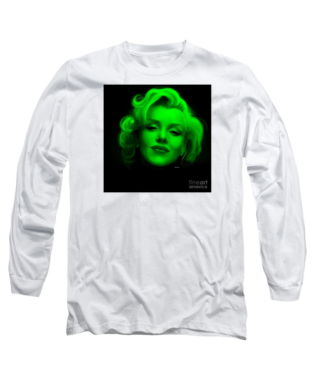 Long Sleeve T-Shirt - Marilyn Monroe In Green. Pop Art