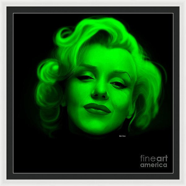 Framed Print - Marilyn Monroe In Green. Pop Art