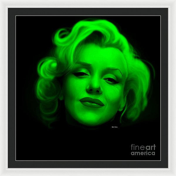 Framed Print - Marilyn Monroe In Green. Pop Art