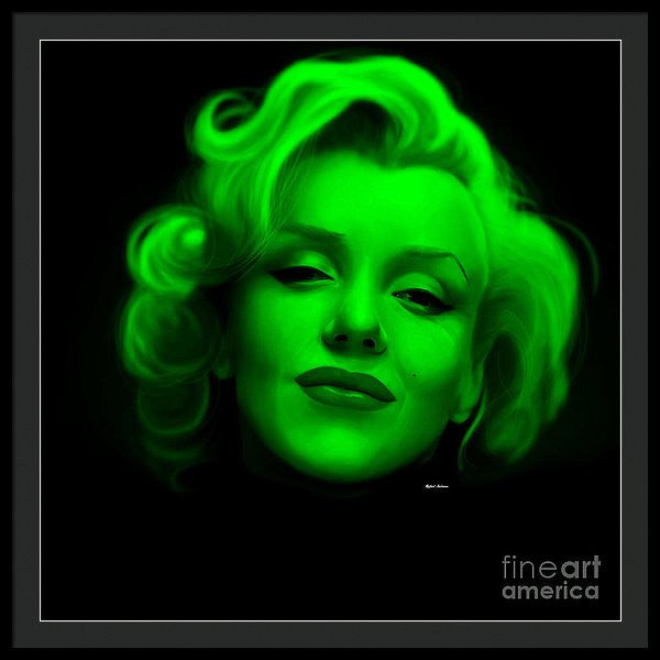 Framed Print - Marilyn Monroe In Green. Pop Art