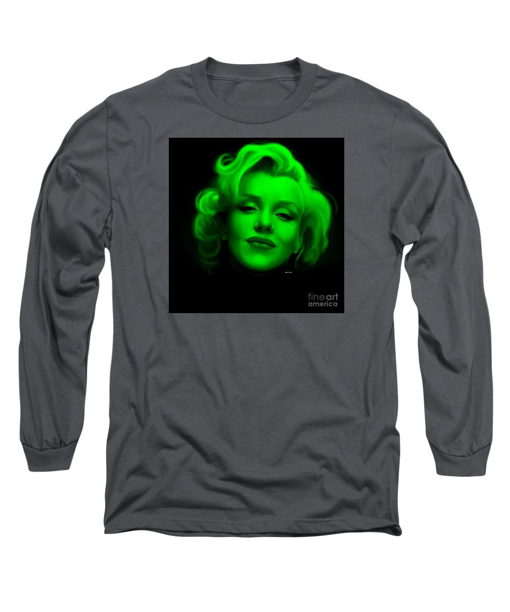 Long Sleeve T-Shirt - Marilyn Monroe In Green. Pop Art