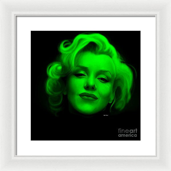 Framed Print - Marilyn Monroe In Green. Pop Art