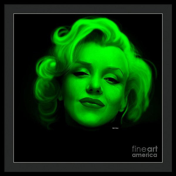 Framed Print - Marilyn Monroe In Green. Pop Art